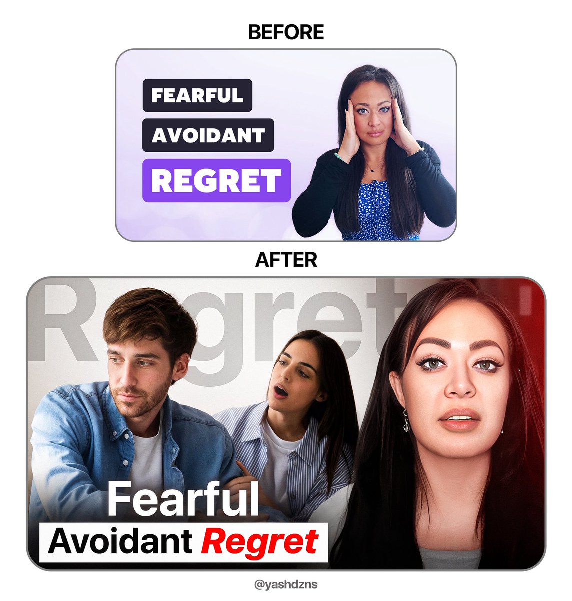 YashSolase's tweet image. 🎨Before vs After!
Redesigned this YouTube thumbnail to make it more eye-catching and clickable✨

🖌️ Made in @photoshop

Drop your thoughts below 💬—I’d love your feedback!🌟

-

#youtubethumbnail 
#youtubethumbnaildesign
