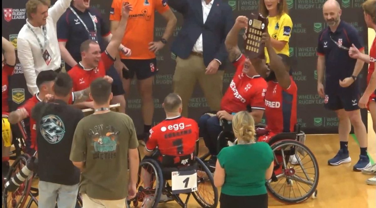 🏉 England Wheelchair Rugby League Celebrates Ashes Victory! 🏴󠁧󠁢󠁥󠁮󠁧󠁿 

What an achievement! England has secured a stunning 2-0 whitewash against Australia in the Ashes Test Series! With Castleford Tigers' Luis Domingos making his England test debut . Well done Luis 🐯♿️