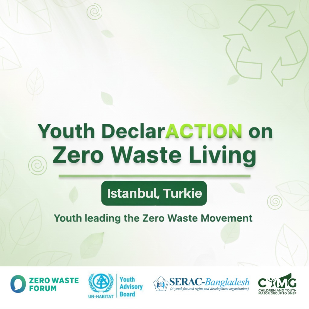 🌍 Youth DeclarACTION on Zero Waste Living  

Together with UN-Habitat Youth Advisory Board, UNEP Children &amp; Youth Major Group, and partners, SERAC-Bangladesh reaffirms that the future is not disposable. 📷

📷 Read more: shorturl.at/21FXw