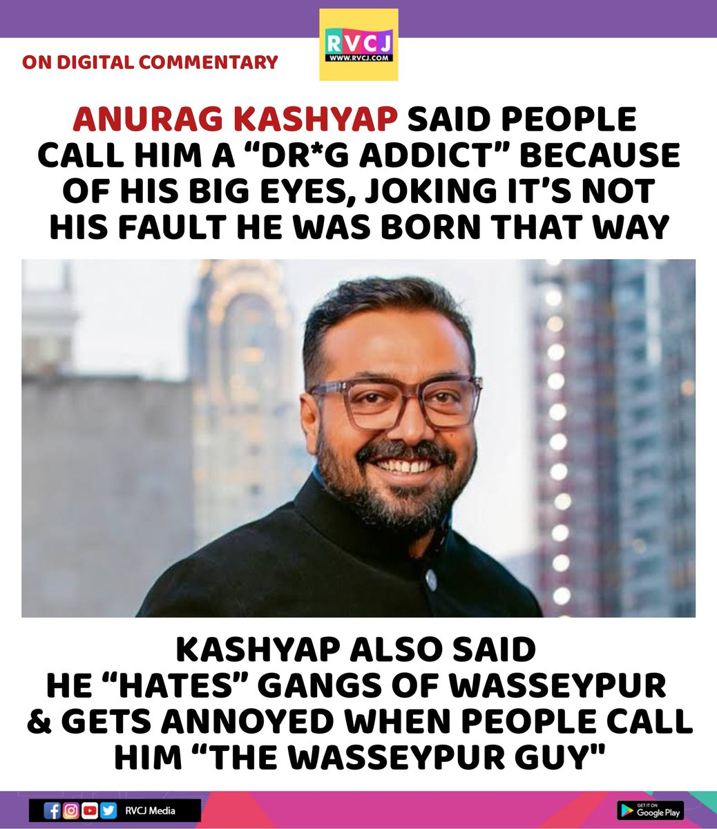 rvcjmovies's tweet image. Anurag Kashyap addressed criticism about his looks!

#anuragkashyap #gangsofwasseypur