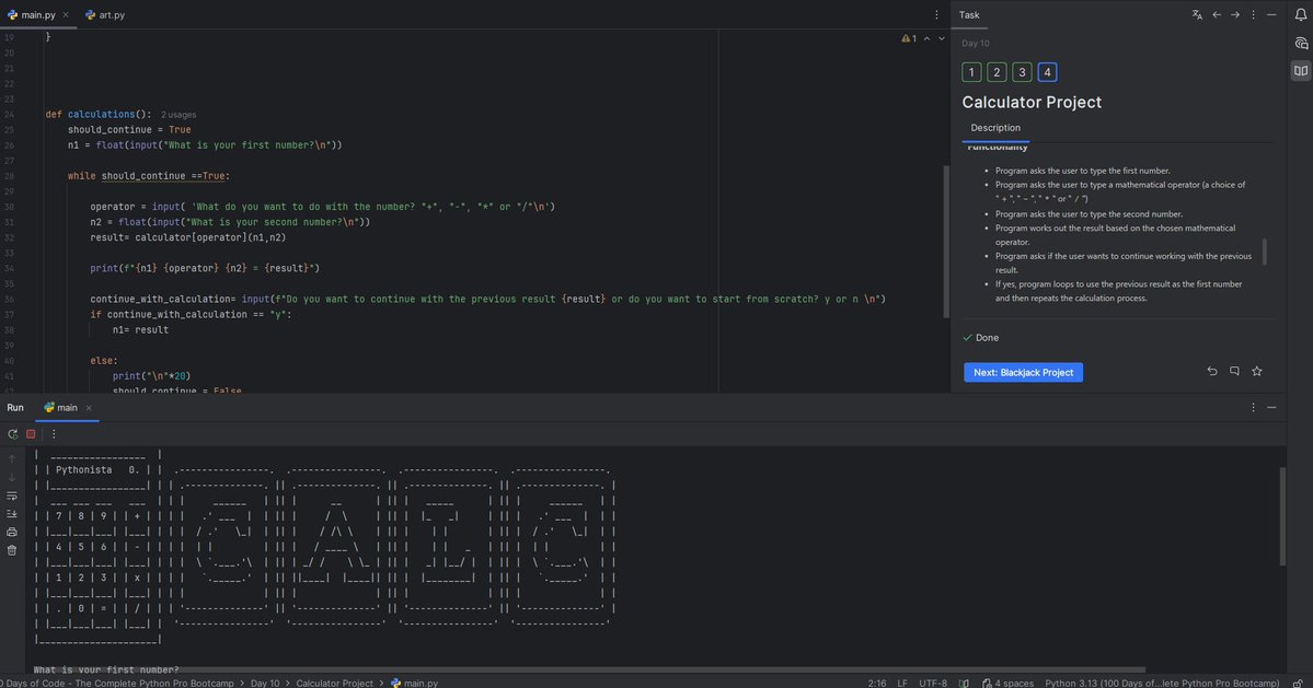 spoonfulOfPixel's tweet image. Day 10 of #100DaysOfCode. I made a calculator.
Coding is getting a wee bit easier ngl although I did struggle understanding some of the logic involved in this