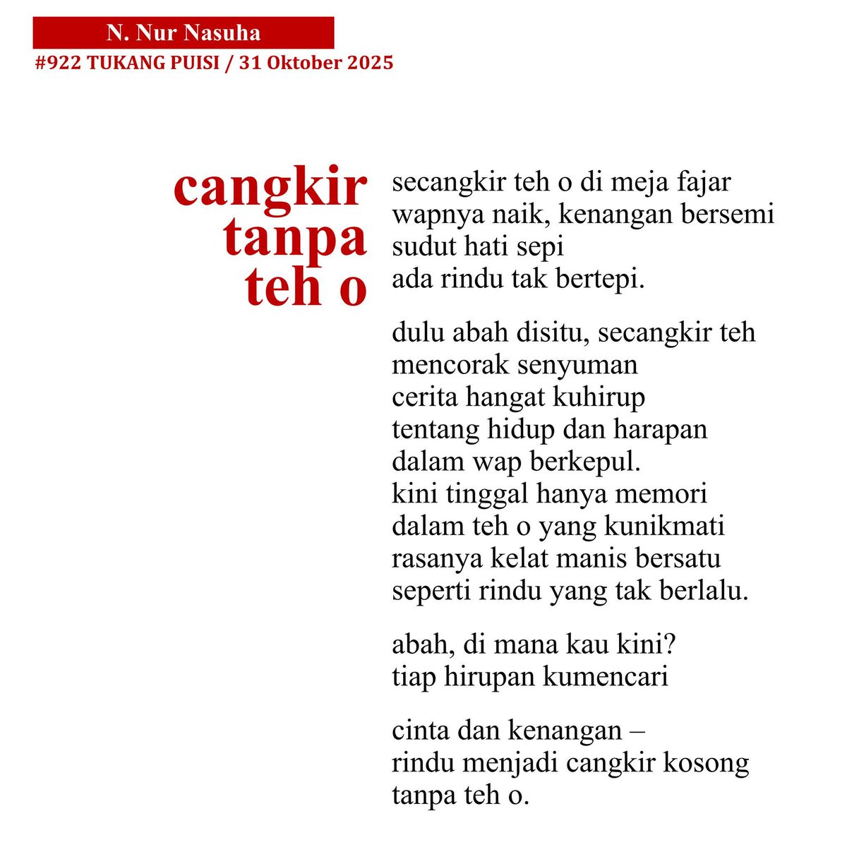 nasuharsl's tweet photo. @amal_is_reading Saja nak beritahu bahawa puisi ini terinspirasi daripada cerpen tersebutlah😁 https://t.co/RyM0kIDfJW