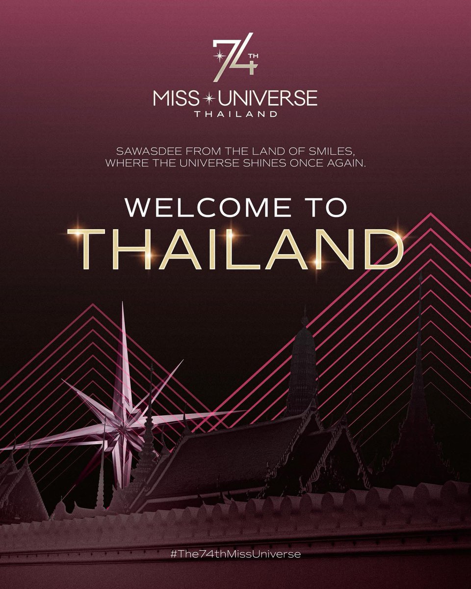 PageantPH's tweet image. 🙏🏻 Sawasdee ka! Welcome to #Thailand, a warm embrace to everyone joining 𝐓𝐡𝐞 𝟕𝟒𝐭𝐡 𝐌𝐢𝐬𝐬 ✴︎ 𝐔𝐧𝐢𝐯𝐞𝐫𝐬𝐞 as we begin our journey to the universe!

#The74thMissUniverse #MissUniverse