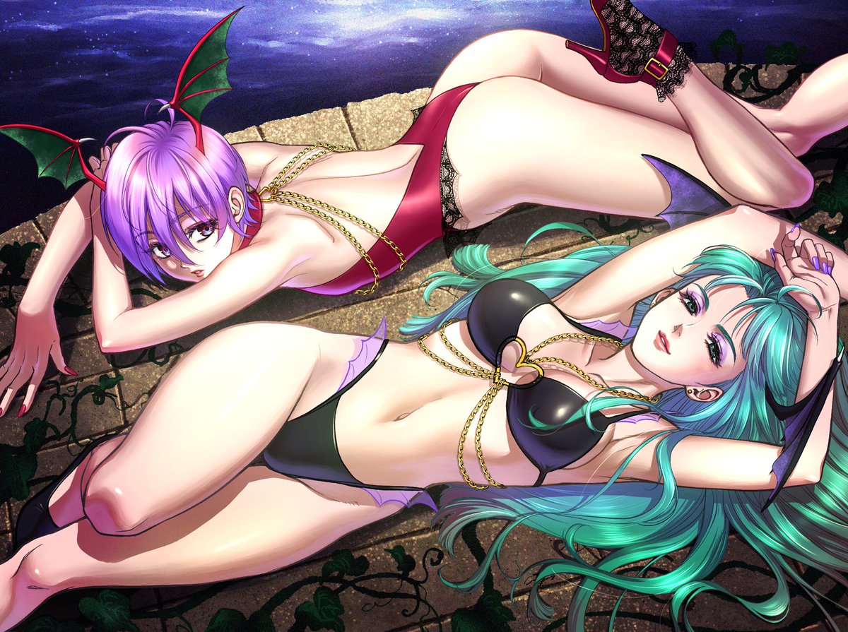 モリガンとリリス
#ヴァンパイアセイヴァー
#格ゲーキャラ描こうぜ