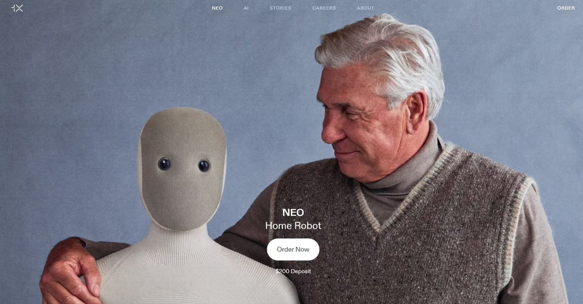 wheat1264802's tweet image. Breaking! 🤖 Tech firm 1X&apos;s first consumer-grade humanoid robot NEO launches pre-orders – first batch to ship to US in 2026! The &quot;robot nanny&quot; is finally moving from sci-fi to reality!
#1XRobotics #NEORobot #HumanoidRobot #TechInnovation #SciFiToReality #FutureOfLiving
