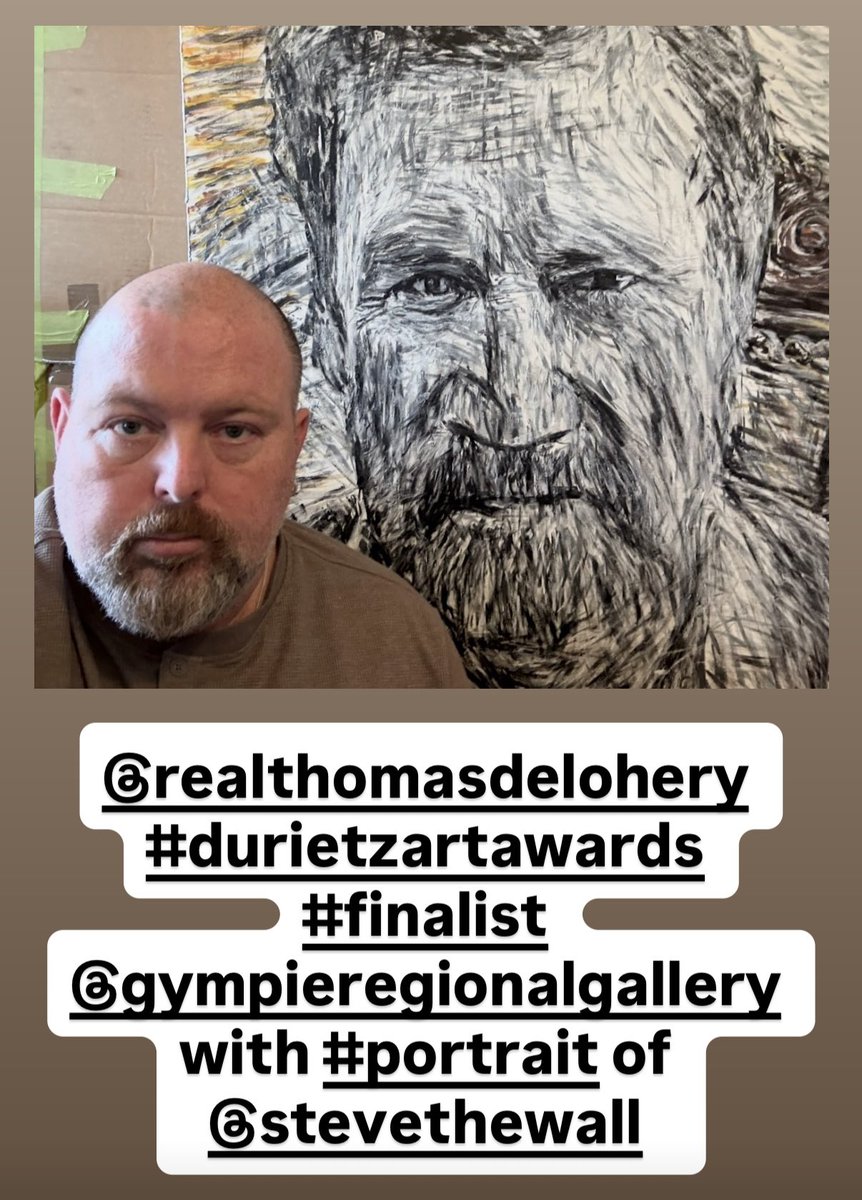 TomdeloheryJ's tweet photo. So thrilled to be a #durietzartawards2025 #durietzartawards Finalist
@gympieregionalgallery with my Portrait of Musician/ Actor/Activist Steve Wall!
#portrait of @stevethewall #stevewall by #artistthomasdelohery #thomasdelohery @TomdeloheryJ https://t.co/xJVAIx3IwX