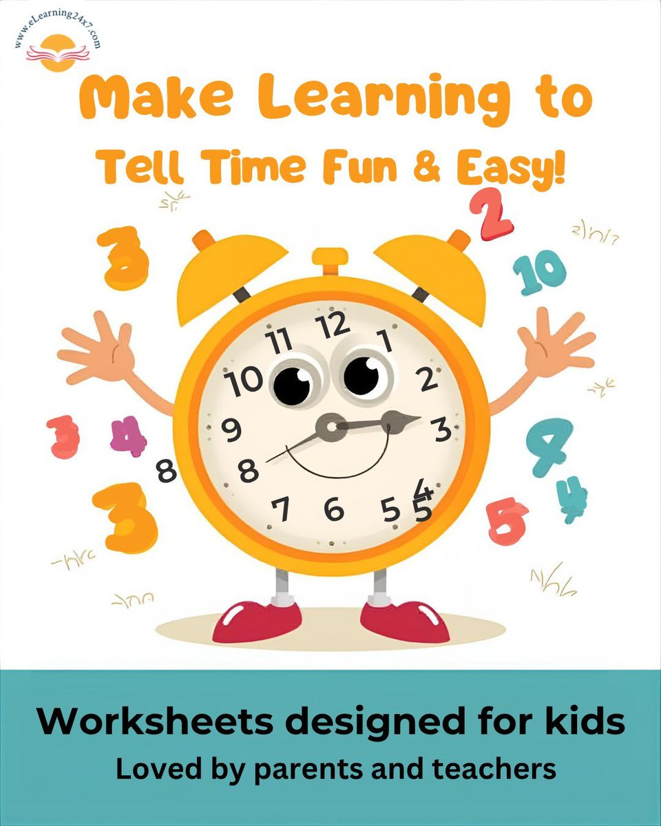 elearning24x7's tweet image. Mastering the clock has never been easier!
Our printable &quot;Understanding Time&quot; worksheets make learning fun &amp;amp; simple for kids. No more frustration-- just confident little time tellers. 
Visit -- elearning24x7.com
#funworksheets #smartlearning #workbooks #downloads #printing