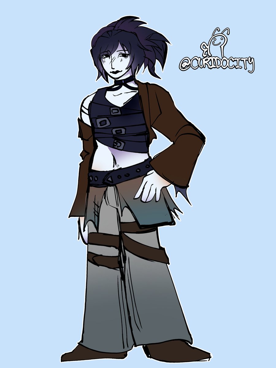 I don't expect this to do well because twitter hates me but I made concept art for two of my new ocs ok? ilja and mauve ok? say hi