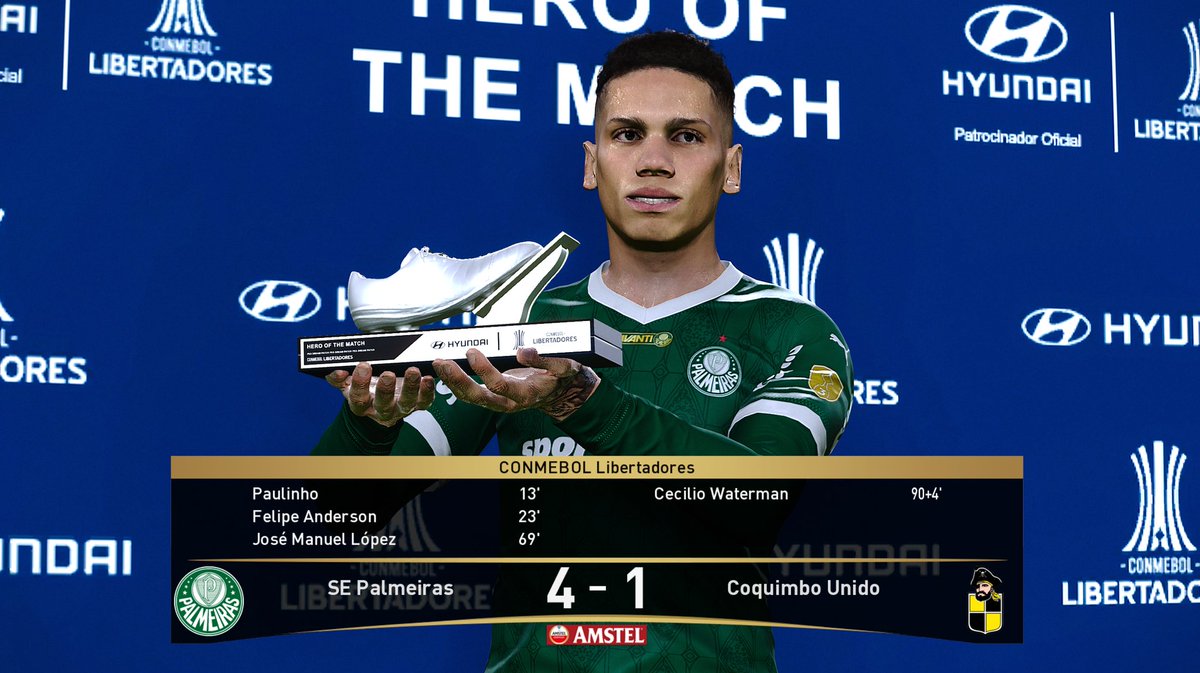 🔥🏆🥇Sumamos otro #MVP 🏆🥇
#Heroofthematch #hero_of_the_match 
#CONMEBOL #Libertadores  
<a href="/Libertadores/">CONMEBOL Libertadores</a> 
...
🔜en <a href="/PESDreamPatch/">PESDreamPatch</a> 
...
Especiales agradecimientos a mi amigo <a href="/chinoboyka/">FACEMAKER CHINOBOYKA</a> por su ayuda con la bota 🫶🏻
#PES21 #PES2021 #pes20210pc #eFootball #eFootball2026