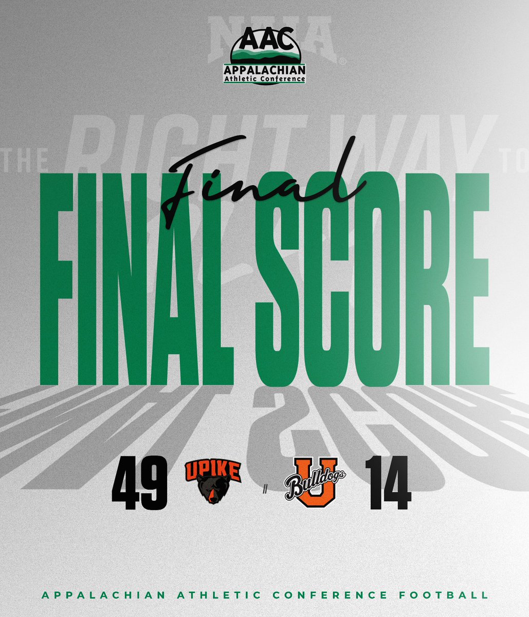 🏈FINAL 

Xavier Malone threw for 437 yards and 6 TDs as <a href="/UPIKEAthletics/">UPIKE Athletics</a> downed <a href="/UnionBulldogs/">#RepTheU</a> in #AACFB play

3 Bears caught 10 or more passes with Brandon Newton hauling in 10 for 150 yards and 3 TDs

#NAIAFootball | #ProudToBeAAC | #TheRightWayToPlay