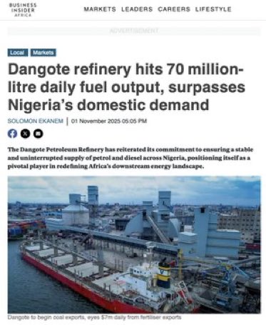 Dangote is a visionary. 

In other news, Islamists are killing Christians in Nigeria and Trump has threatened to go to war. 

I am not saying these two issue are connected. Or are they? 

Meanwhile, it’s now known that Obama’s regime funded Boko Haram while pretending to do that