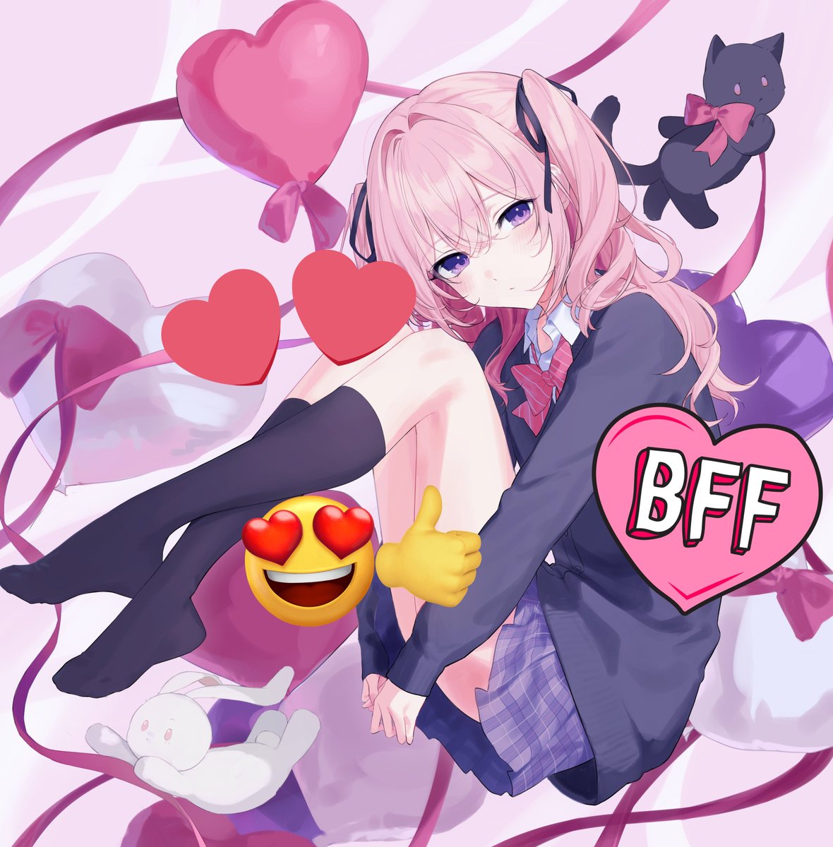 oyunさん（<a href="/nyanoyun/">oyun</a>）に描いていただいた！！ありがとうございます！！！めちゃくちゃ可愛い！最高！！猫ちゃんとうさぎさんもベリーキュート！！