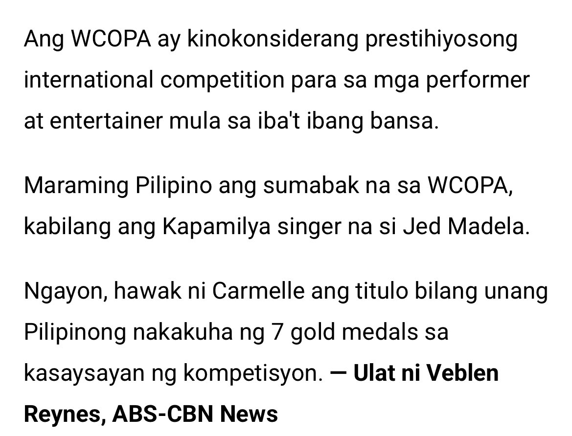 everyday i discover smth new abt carmelle and she freaking won 7 gold medals in wcopa for the philippines?!?!?