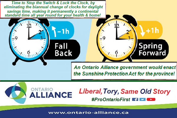 As we have stated since 2017, Ontario &amp; North America needs to Stop the Switch &amp; Lock the Clock, by eliminating the biannual change of clocks for a continental year round standard time ... also had supported our very own Ontario Bill 98, Sunshine Protection Act, 2019, S.2537
