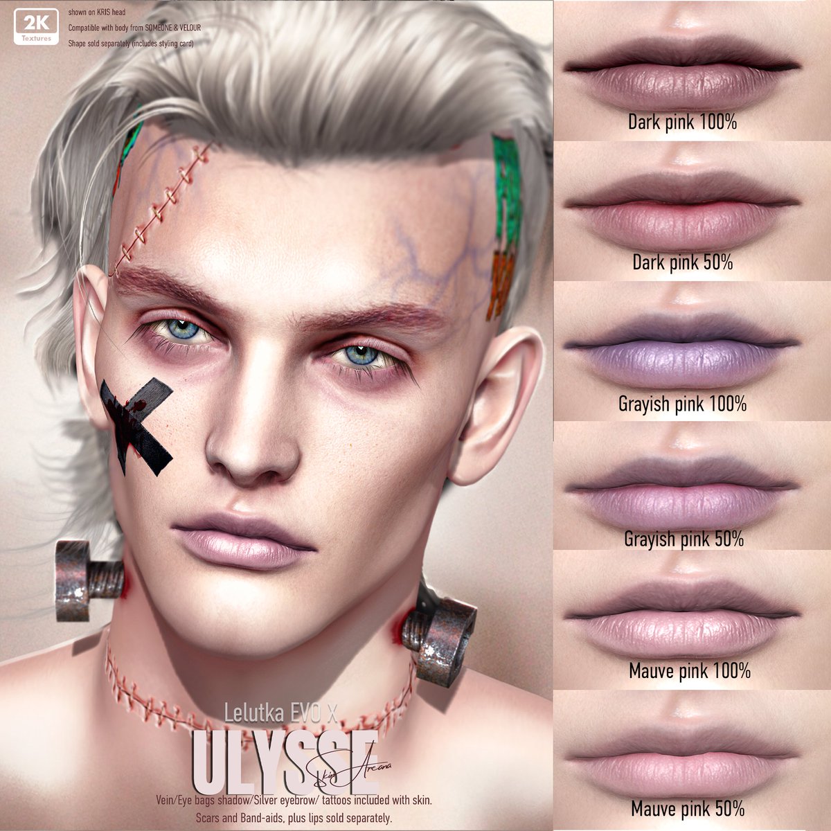 Salvage stationにskinとメイクアップのいくつかを出しています。
テーマがポストアポカリプスとのことでマッドマックスのwarboyをイメージしたスキンを作ってみました。
アドオンのタトゥで病弱になれますw