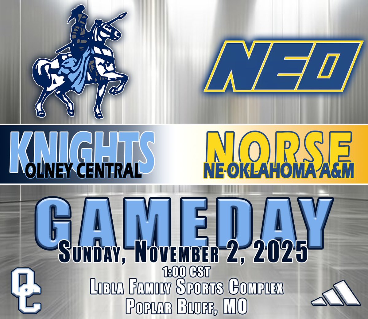 OCC will return to the court this afternoon at 1:00 here in Poplar Bluff, MO.  The Lady Knights will take on the Norse of Northeast Oklahoma A&amp;M.

The Norse finished the season 21-10 last season and beat the Lady Knights 63-60 last December in the Crowder Classic.