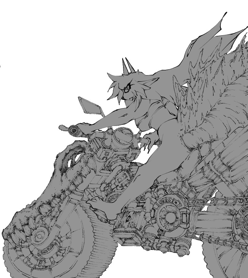 Kaiju girl with her motorbike