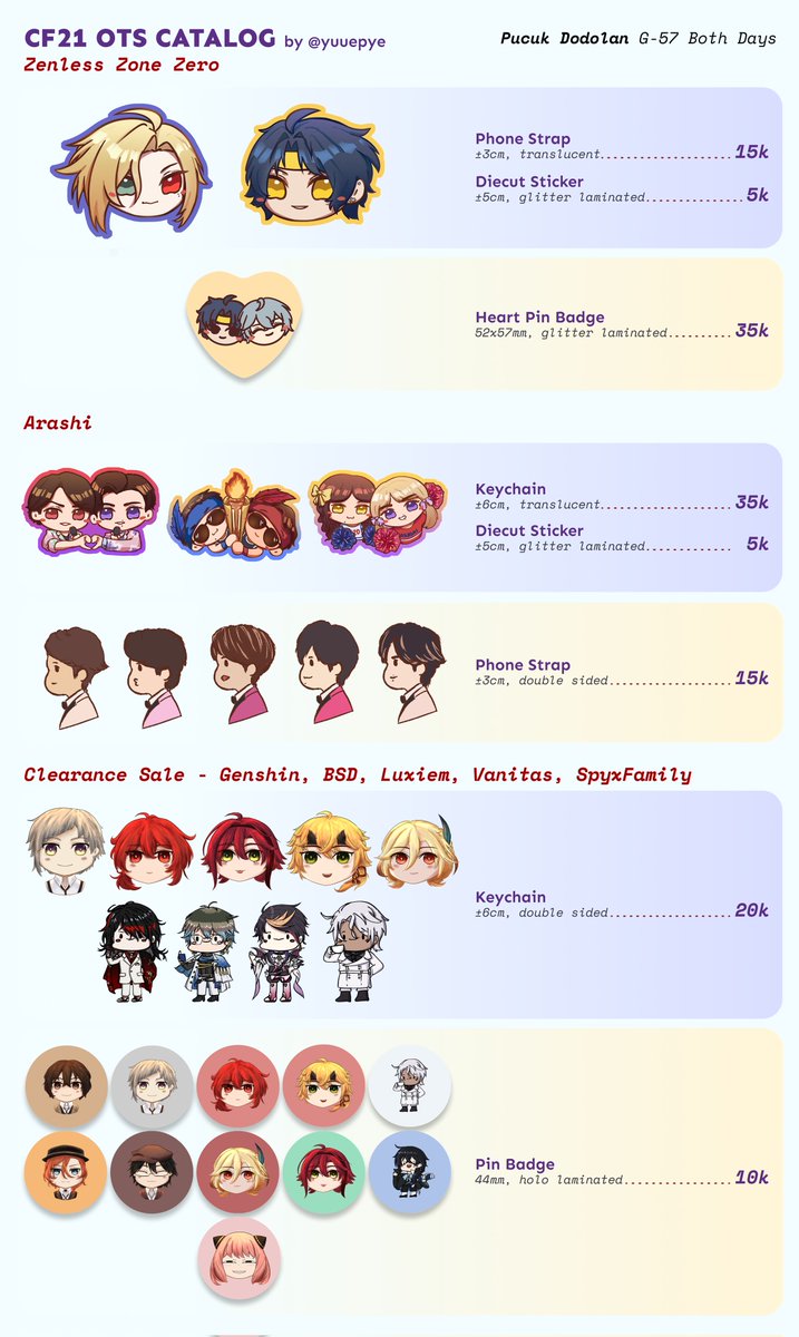 yuuepye's tweet image. OTS catalog for CF21 :3
📌 Pucuk Dodolan G-57 (both days)
❤️ Moriarty the Patriot, ZZZ, etc.

I'm also going as Albert (d1) &amp;amp; Sherlock (d2) :P Freebies are available for every purchase or say hi to me in cos for a special freebies (limited) 🚬🍷

RTs and shares are appreciated!