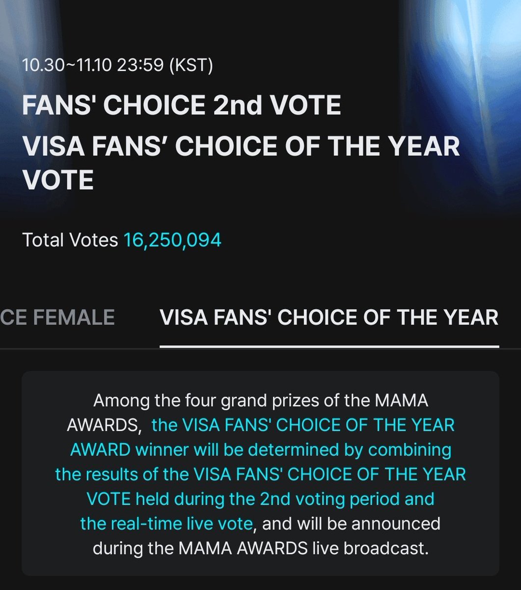 [🏆] 2025 MAMA Fans' Choice Award

FINAL ROUND OF VOTING | D-8

ENGENEs, let’s drop as many votes as we can today. We can’t let them take our spot before reset like yesterday. Stay alert and keep voting!

90% MNET PLUS VOTE
10% X VOTE

🗳: share.mnetplus.world/2025-mama?miss…