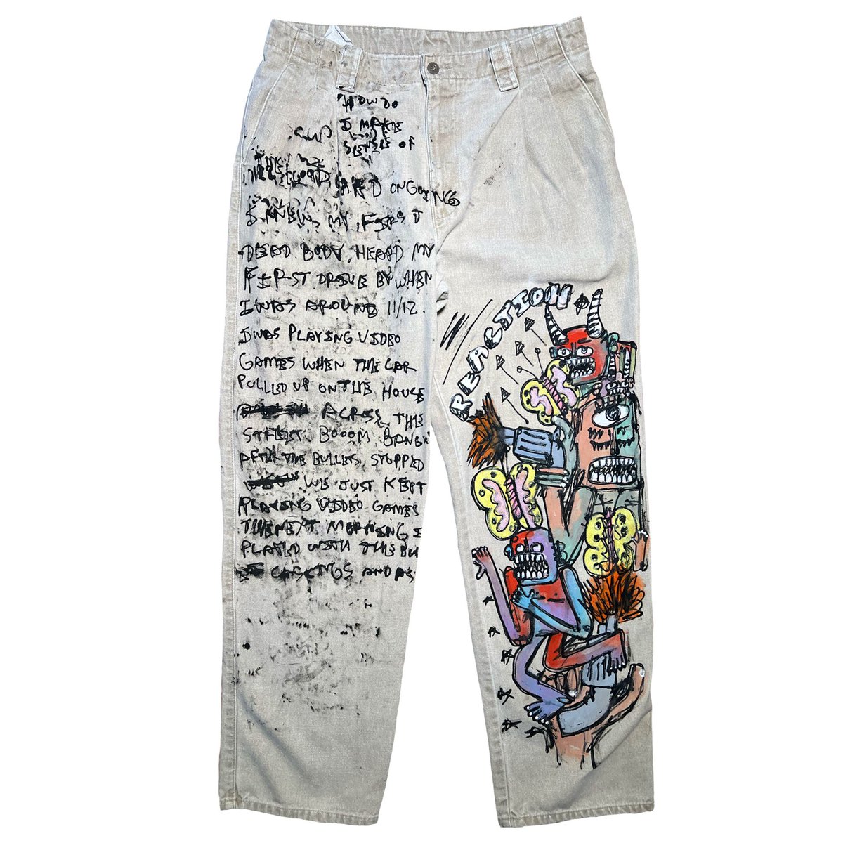 fatherakki's tweet photo. pants painted on by me #streetwear #1of1 https://t.co/6aF9ahpNbZ