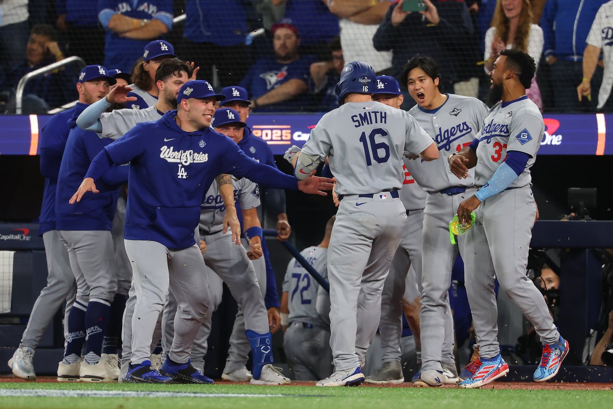 noahcamras's tweet photo. The Los Angeles Dodgers have won back to back World Series.

This was one of the greatest games and series ever.

Will Smith gave LA their first lead of Game 7 in the 11th. Yoshinobu Yamamoto got eight outs on zero days' rest.

What a season. What a series. Wow. https://t.co/5qLbuIN9Wn