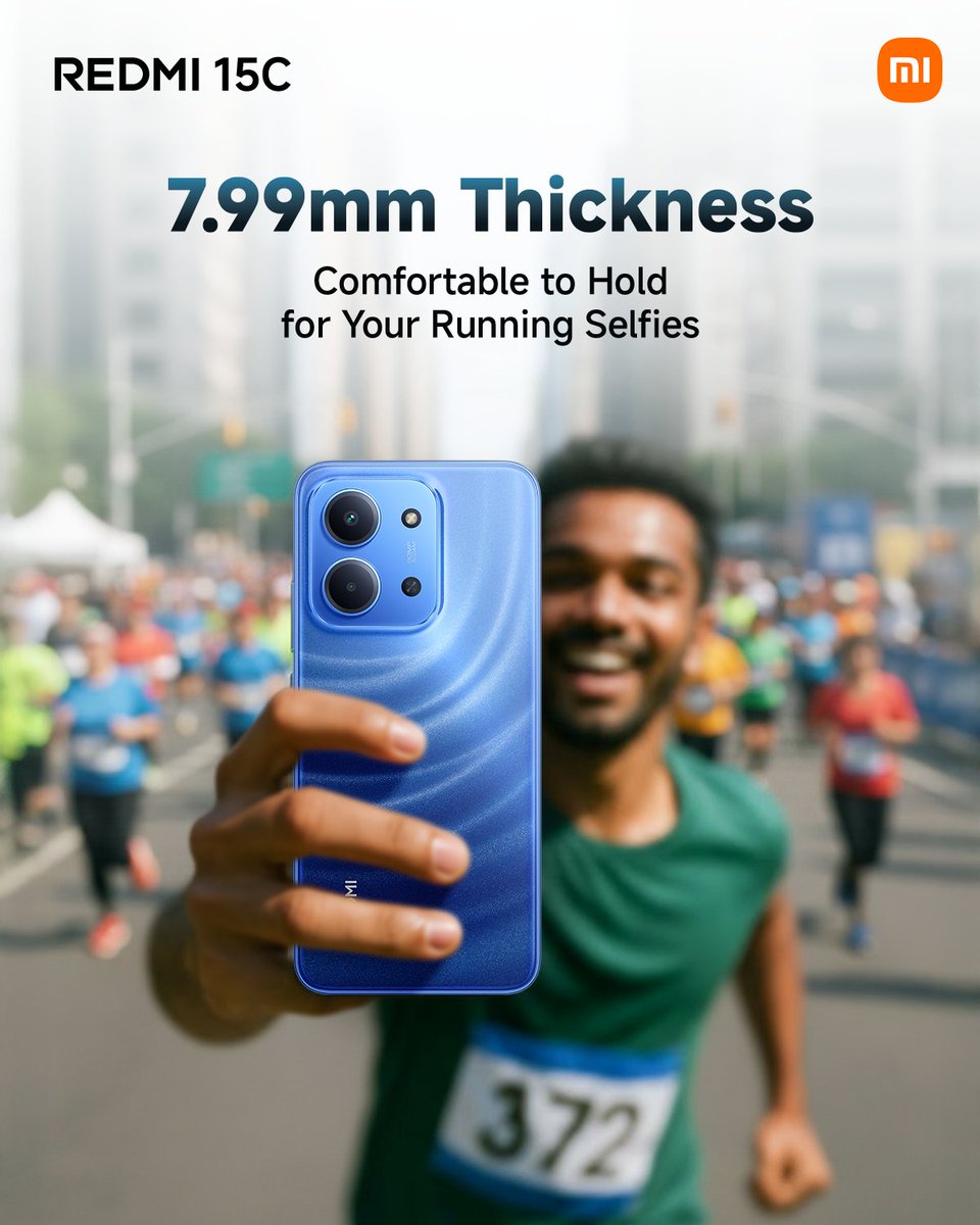 MiBangladesh's tweet image. 🤩The sleek grip you’ll love!🤳

Thanks to its 7.9mm thickness, the REDMI 15C provides an easy and comfortable hold, perfect for taking selfies, even in those running moments.

#REDMI15C #XiaomiBangladesh