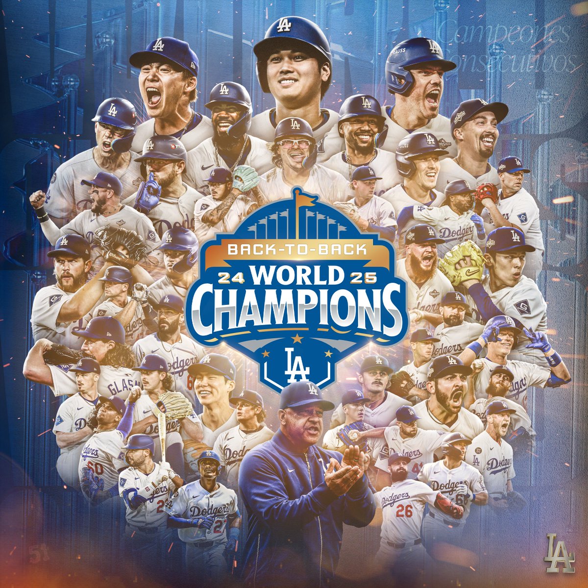 LosDodgers's tweet image. ¡LOS DODGERS DE LOS ÁNGELES SON CAMPEONES CONSECUTIVOS DE LA SERIE MUNDIAL!