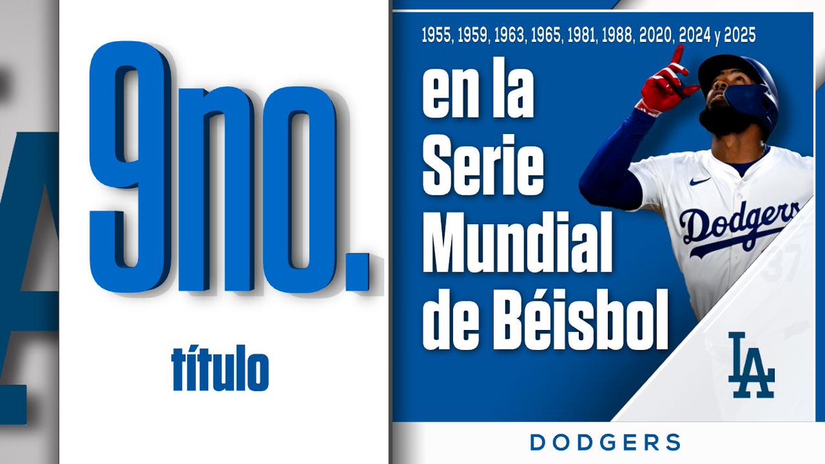 SC_ESPN's tweet image. ¡¡LOS ANGELES DODGERS SON LOS BICAMPEONES DE LA SERIE MUNDIAL DE LA MLB Y FESTEJAN EL 9° TÍTULO DE SU HISTORIA EN EL CLÁSICO DE OTOÑO!! Igualaron a los Athletics y a los Boston Red Sox como la 3° franquicia con más campeonatos en el certamen.