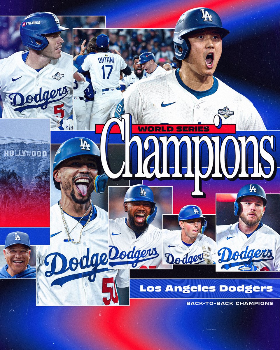 ESPNBET's tweet photo. THE DODGERS WIN IN EXTRA INNINGS IN GAME 7 TO BECOME BACK-TO-BACK WORLD SERIES CHAMPIONS! 

THE DODGERS OPEN THE SEASON AT +350 TO WIN THE 2025 WORLD SERIES! 🏆

✅ To Win The World Series (-220) https://t.co/ntm5Wqt4JI
