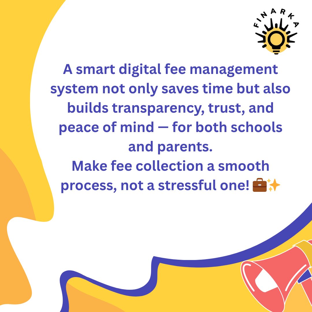 finarka_bharat's tweet image. Managing school fee collection doesn’t have to be chaotic! 🎯
When systems are clear, transparent &amp;amp; digital — stress reduces and efficiency increases 💼✨
Let’s make school finances simpler. 💛
#SchoolManagement #SchoolFinance #FeeCollection #EdTechIndia #SchoolAdmin #SmartSchool