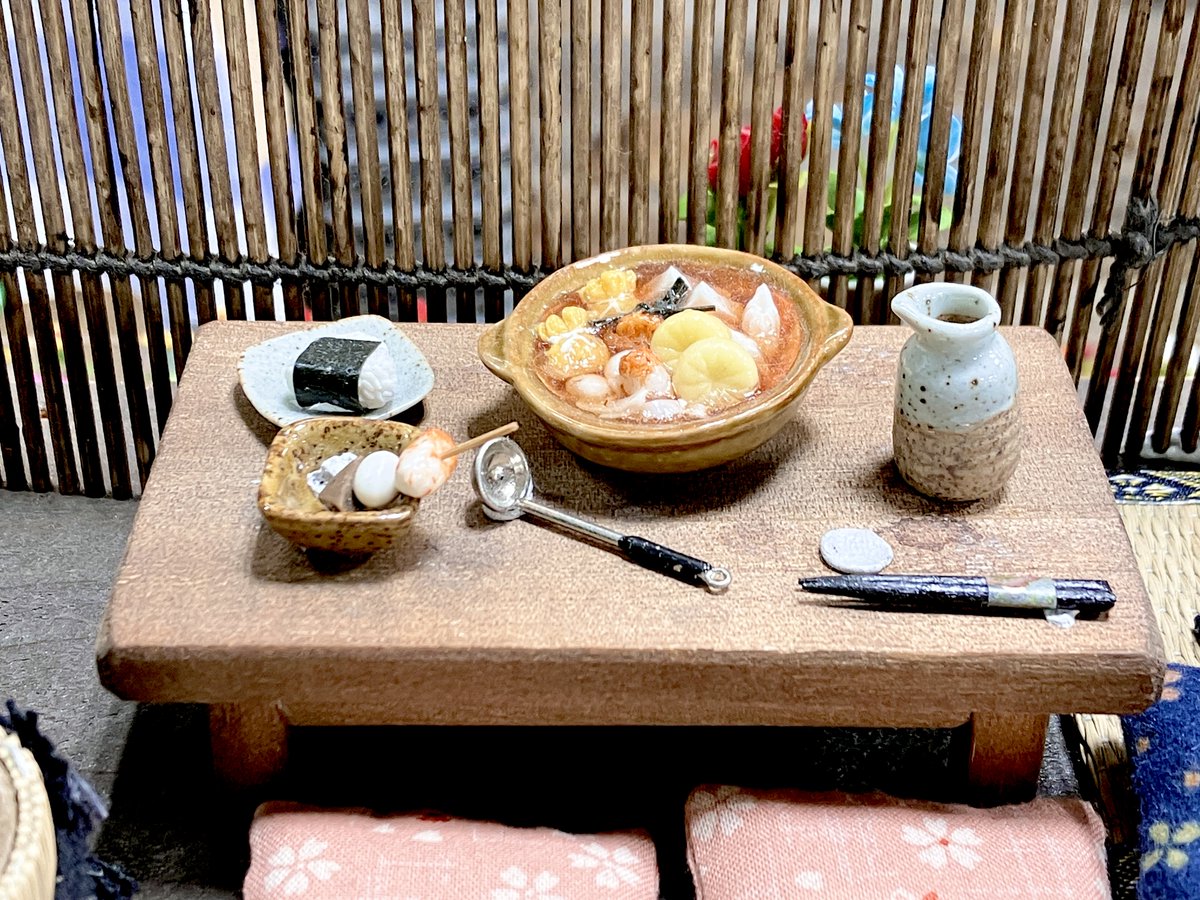 鏡餅や座布団、畳も‼️／ 🎍🌅 和な #ミニチュア あります 🍶🍢 木製の
