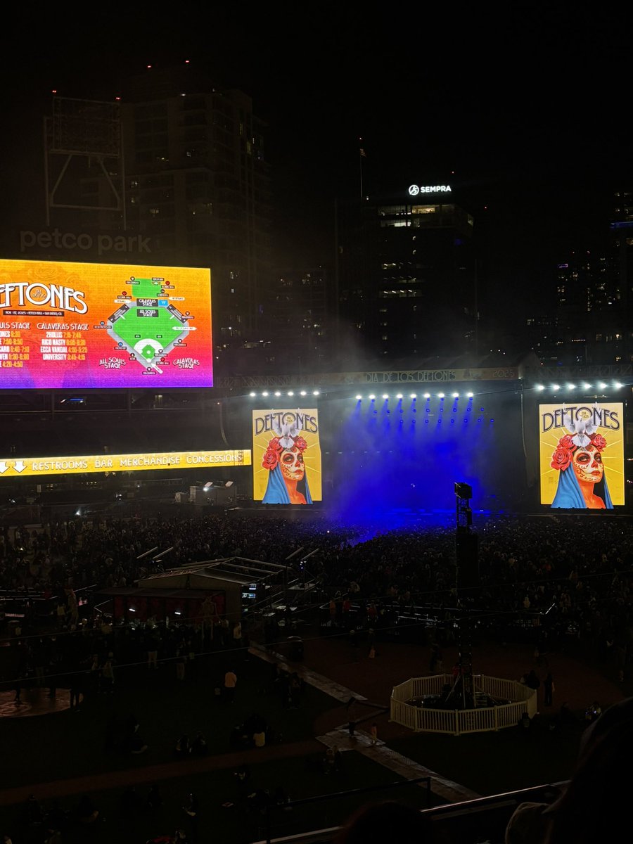 In petco park waiting for Deftones to come on celebrating a Dodgers World Series win…….