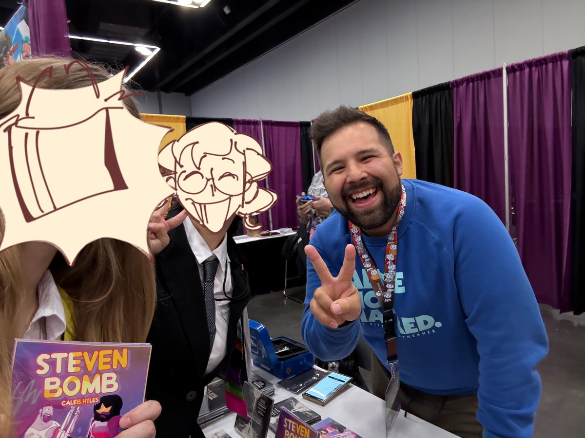 Really excited I got to meet <a href="/CalebHyles/">Caleb Hyles @ ASTL 2k26</a> with one of my childhood friends! We’ve been listening to his covers for a long time! Super cool guy, would recommend if anyone’s checking out Kumoricon in Portland this weekend! :]