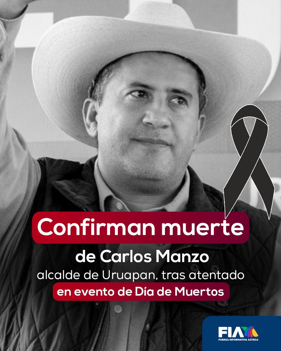 Confirman muerte de Alcalde Carlos Manzo, tras atentado en evento de Día de Muertos 
facebook.com/share/p/1GqN3b…