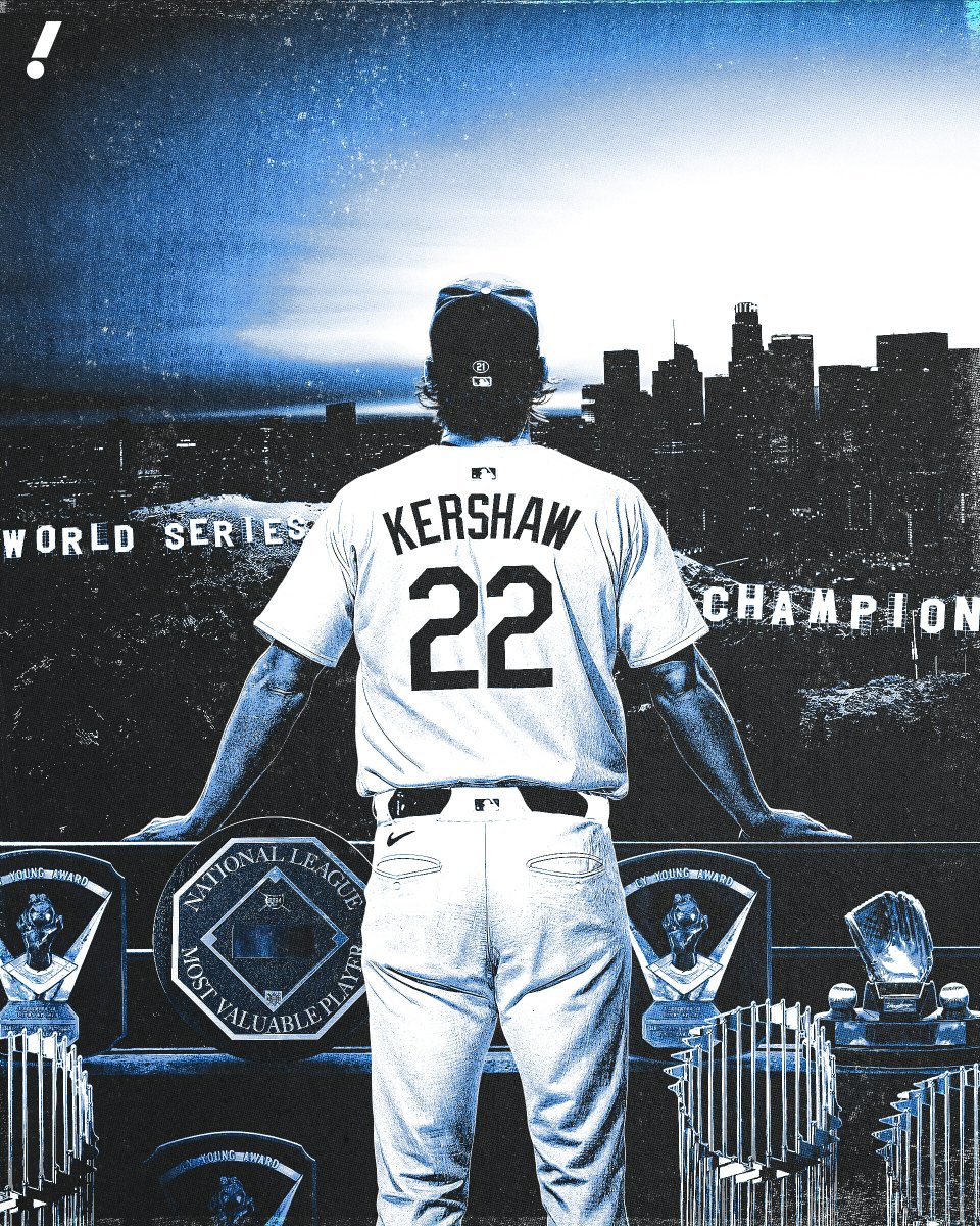 YahooSports's tweet image. CLAYTON KERSHAW RIDES OFF INTO THE SUNSET WITH A THIRD WORLD SERIES TITLE 🥹

His final appearance: Escaping a bases-loaded jam with an out in extra innings in Game 3 🐐