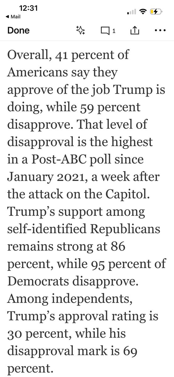 Some guy named Balz has the co-byline on our latest Post/ABC and apparently he’s a must read.
This second paragraph is terrible for Trump and Rs. He’s at post-Jan 6 level of disapproval and basically post-debate-Biden with independents. 

<a href="/danbalz/">Dan Balz</a> <a href="/sfcpoll/">Scott Clement</a>