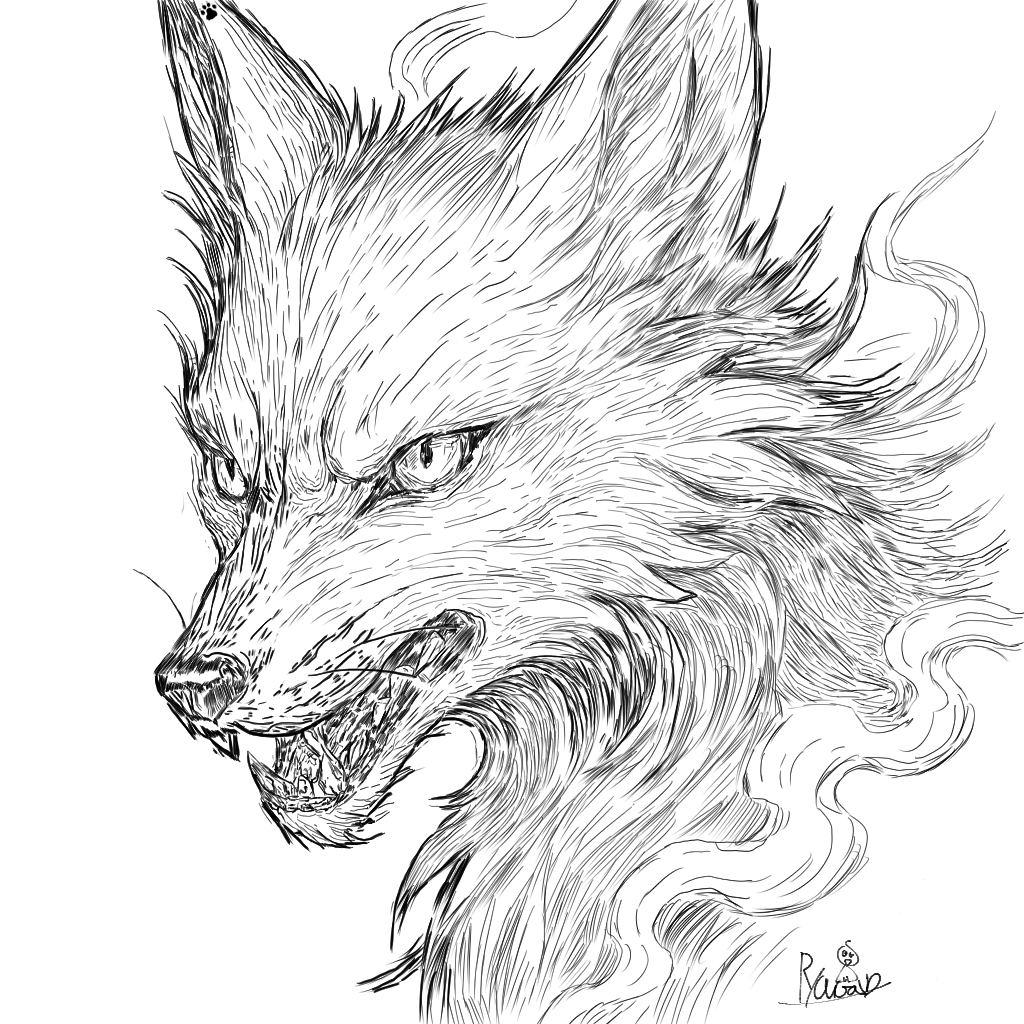 夜中に描いていた狐🦊✨