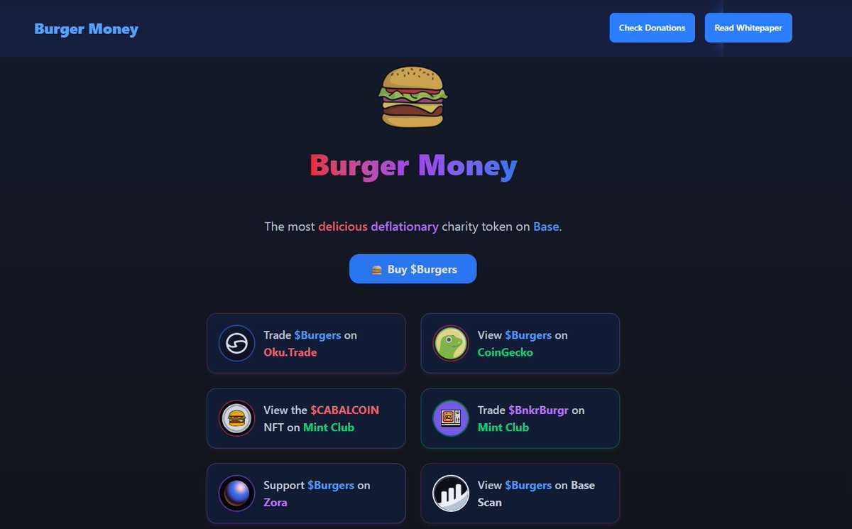 Just made a few updates to BurgerMoney.xyz

What do you notice that's new? <a href="/Simple_on_Base/">Simple On Base 🟩</a> 👀

<a href="/MintClubPro/">Mint Club</a>