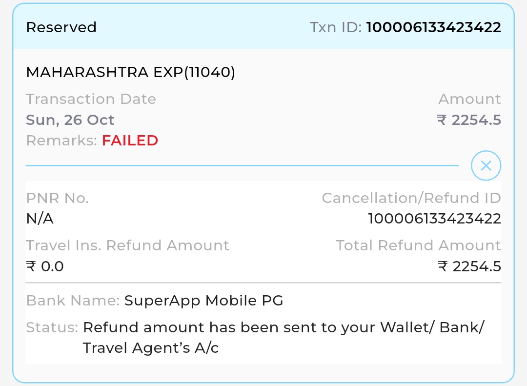 nikhilbbb1's tweet photo. @IRCTCofficial @BankofIndia_IN @RailMinIndia @IRCTCofficial @RailwaySeva aur kitna time lagega amount Refund hone me???
Kya ye janata ki digital loot nhi hai. Jo itne time Tak paisa hold krke rakhte ho?? https://t.co/0O3UxWJe2n