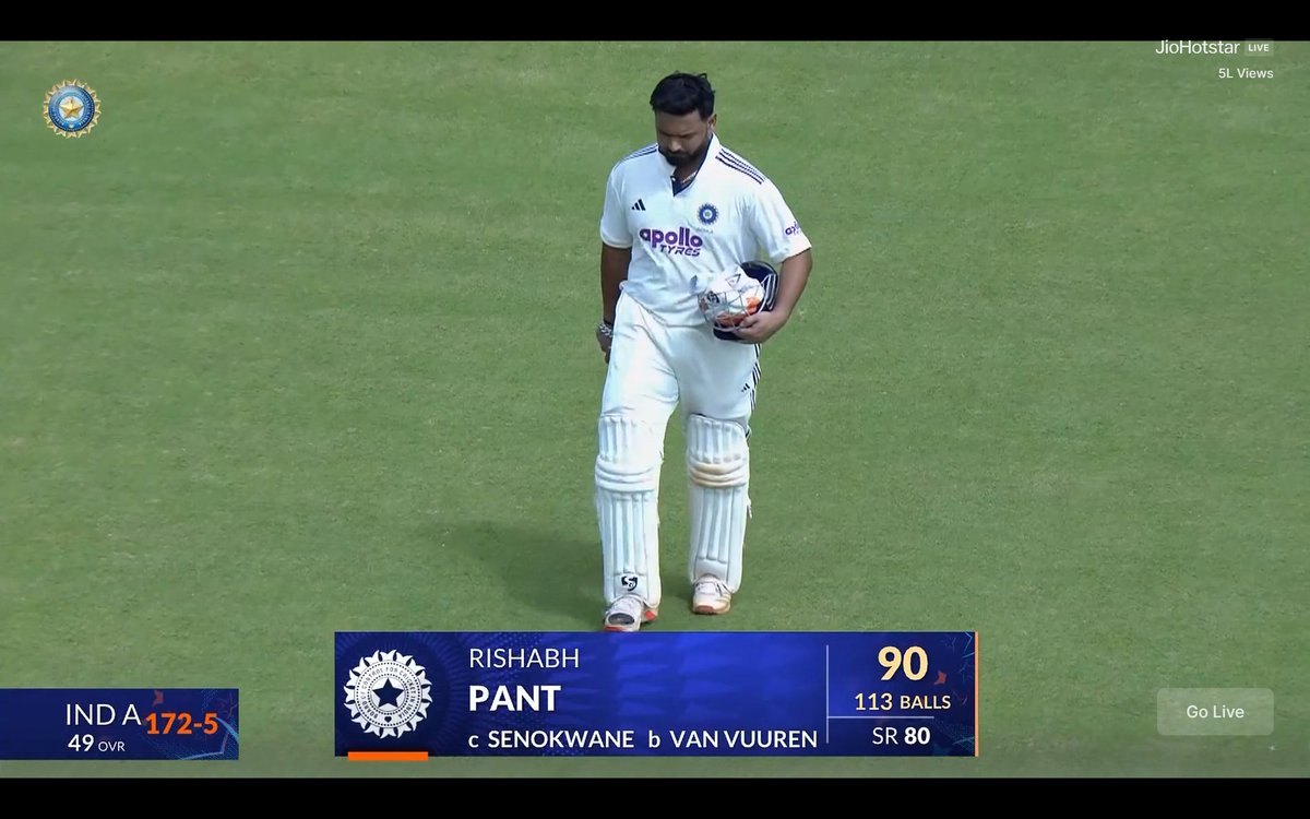 🚨 90 RUNS FOR CAPTAIN RISHABH PANT 🚨

- India A chasing 275 runs.
- Team was 32/3
- No other batters scoring fifty.

Then Pant smashed 90 runs from just 113 balls in the run chase as Leader - What a Champion player in longer format 🫡