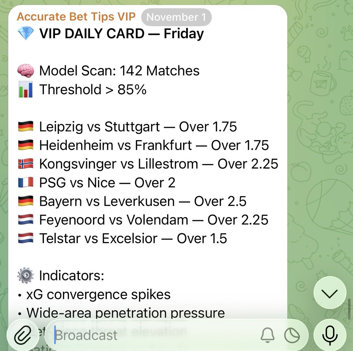 TipsAccurate's tweet image. 💎 VIP results 1 Nov: 5/7 WINNERS
Across Bundesliga, Eredivisie, Ligue 1 &amp;amp; Norway Overs ✅✅✅✅✅
Plus an undefeated run on live in-play and 3 Free tips on X this week 🔥
Keeps print­ing quiet weekday profit.
VIP gets the full list + live triggers.
Link in bio 👀