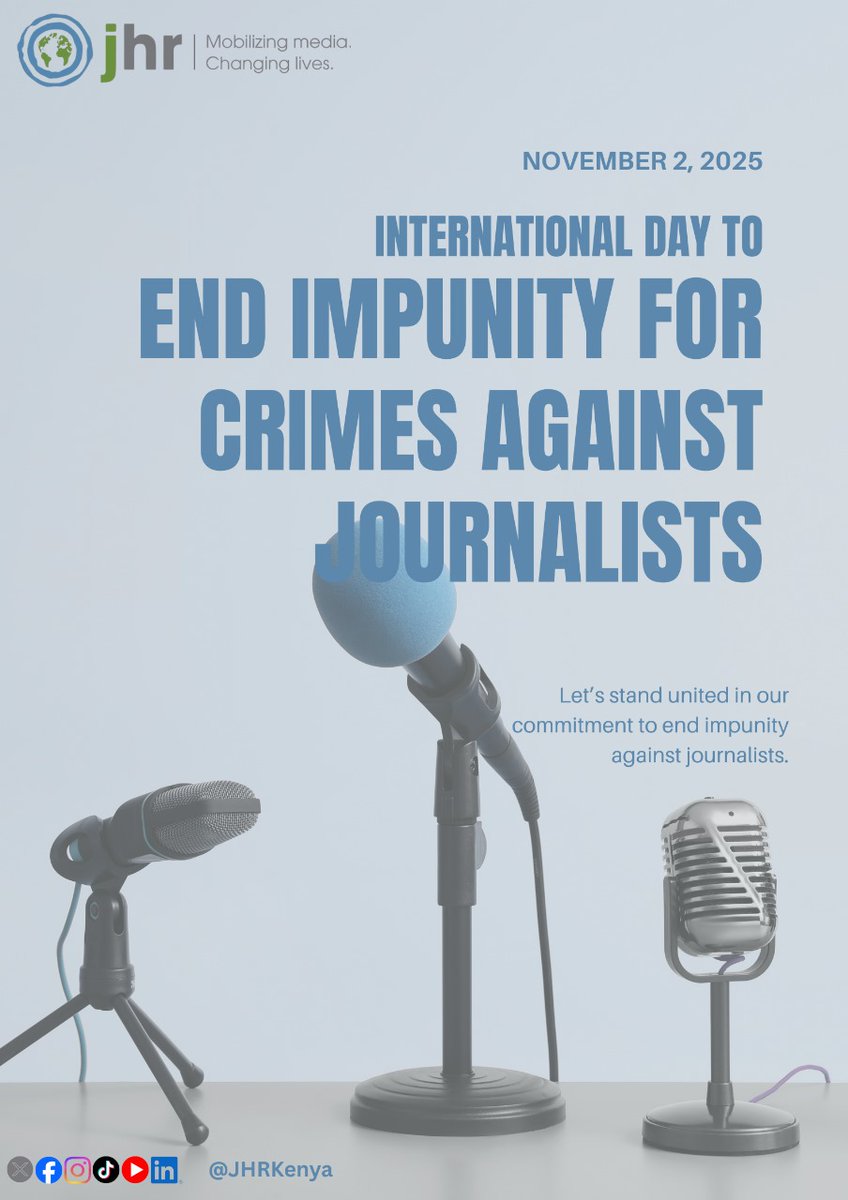 Journalists have the right to report freely, without threats or violence. On this International Day to End Impunity for Crimes Against Journalists, we call for accountability and justice. When the truth is protected, human rights are protected.
#EndImpunity #ProtectJournalists