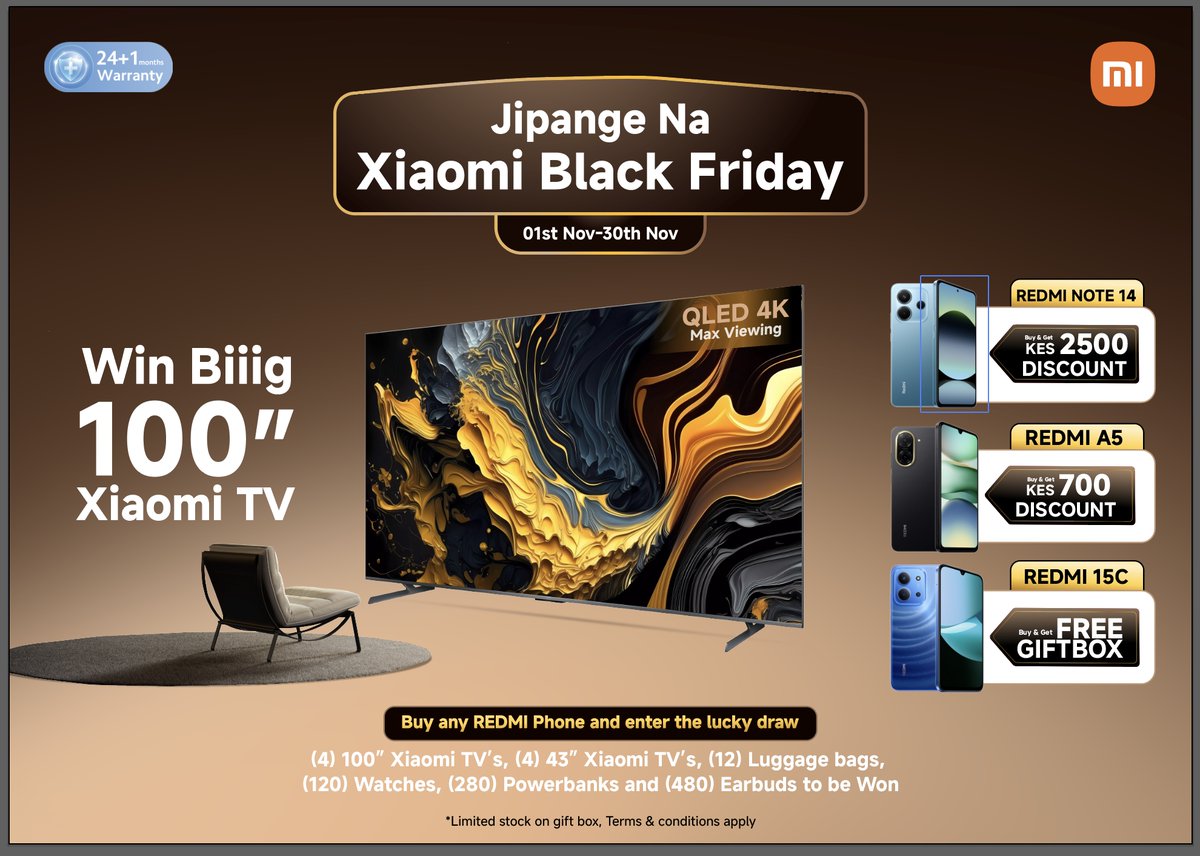 CapitalFMKenya's tweet image. Xiaomi Unveils Month-Long Black Friday Deals in Kenya dlvr.it/TP1cgP
