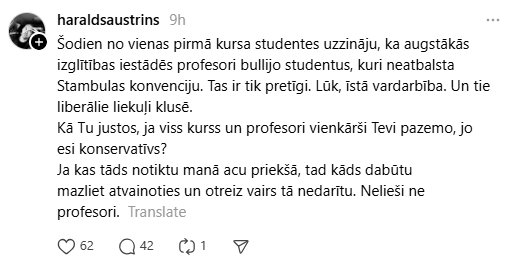 🇱🇻 Universitāšu profesori izvēršot teroru pret studentiem, kuri neatbalsta konvenciju, šāda tēma tiek plaši apspriesta Latvijā. Savaldiet tos būmerus! Brīvību intelektuālajiem studentiem!