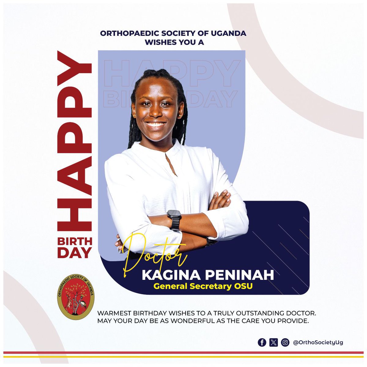 Join us in celebrating our General Secretary, <a href="/PennyKagina/">Peninah Kagina</a> Dr. Kagina Peninah!
Her dedication, leadership, and commitment to advancing orthopaedic care continue to inspire us all.
Wishing her health, happiness &amp; success. 😁
#OSU #Leadership #HappyBirthday
