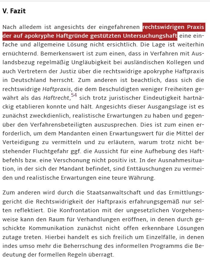Übrigens, wenn Sie dachten, Anklagen, Strafbefehle und Hausdurchsuchungen fußten hierzulande teils auf hanebüchenen Umständen, beschäftigen Sie sich besser gar nicht erst mit dem Thema UHaft. Zum Thema der sog. "apokryphen Haftgründe" aus dem aktuellen Strafverteidiger Forum: