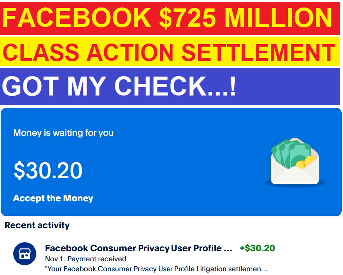 FreeStuffinder's tweet image. GOT MY CHECK TODAY! FACEBOOK META $725 MILLION CLASS ACTION SETTLEMENT! Payout Received Nov. 1, 2025 via PayPal! Don't Miss-out Again! Find More Open Settlements and Join the Class - convertiblecarssearch.blogspot.com/2025/06/facebo…