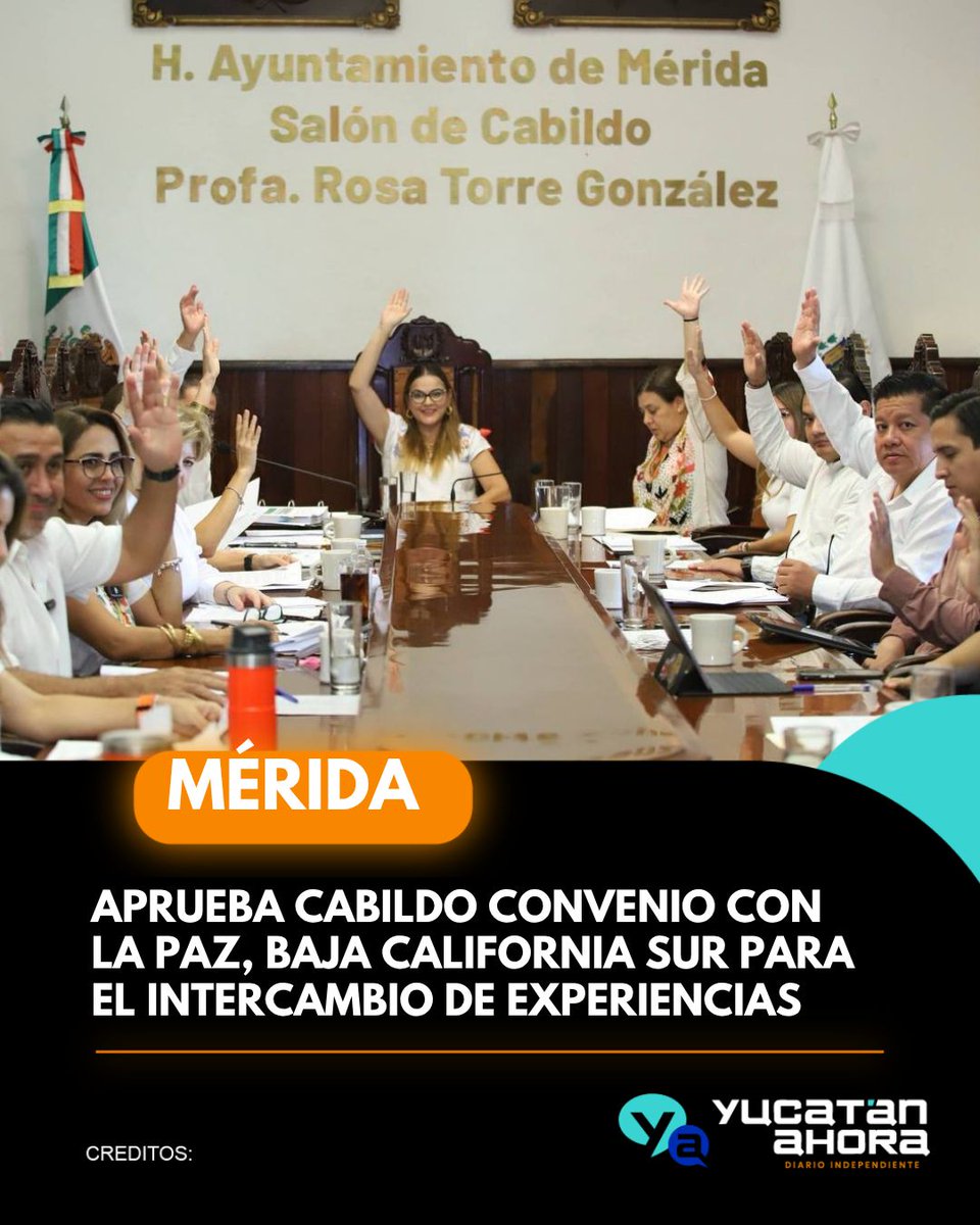 yucatanahora's tweet photo. APRUEBA CABILDO CONVENIO CON LA PAZ, BAJA CALIFORNIA SUR PARA EL INTERCAMBIO DE EXPERIENCIAS

#Mérida | El Cabildo de Mérida autorizó por unanimidad celebrar un Convenio Marco de Colaboración para el Intercambio de Experiencias en Materia Económica, Turística, Cultural y de Empleo con el Municipio de La Paz, Baja California Sur, buscando la apertura con otros gobiernos municipales de apuntalar la prosperidad compartida en beneficio de las familias de ambos municipios.

#YucatánAhora 

Conoce más 👇 
https://t.co/Z0XTxNYkS8