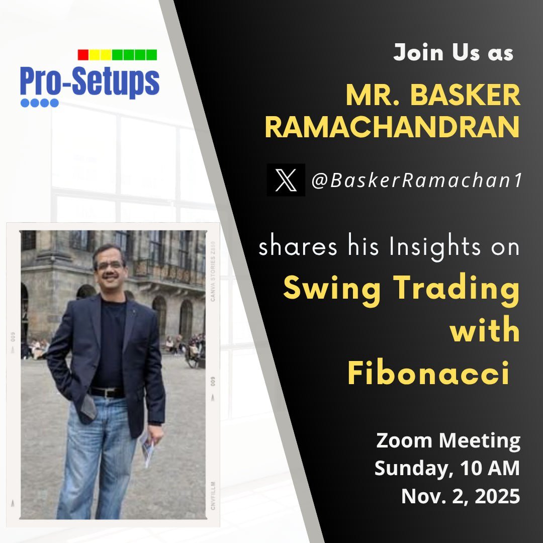 ProSetups_'s tweet image. Only an hour into our session on &apos;Swing Trading with Fibonacci&apos; with @BaskerRamachan1 ji, and it’s already turned into a Masterclass!