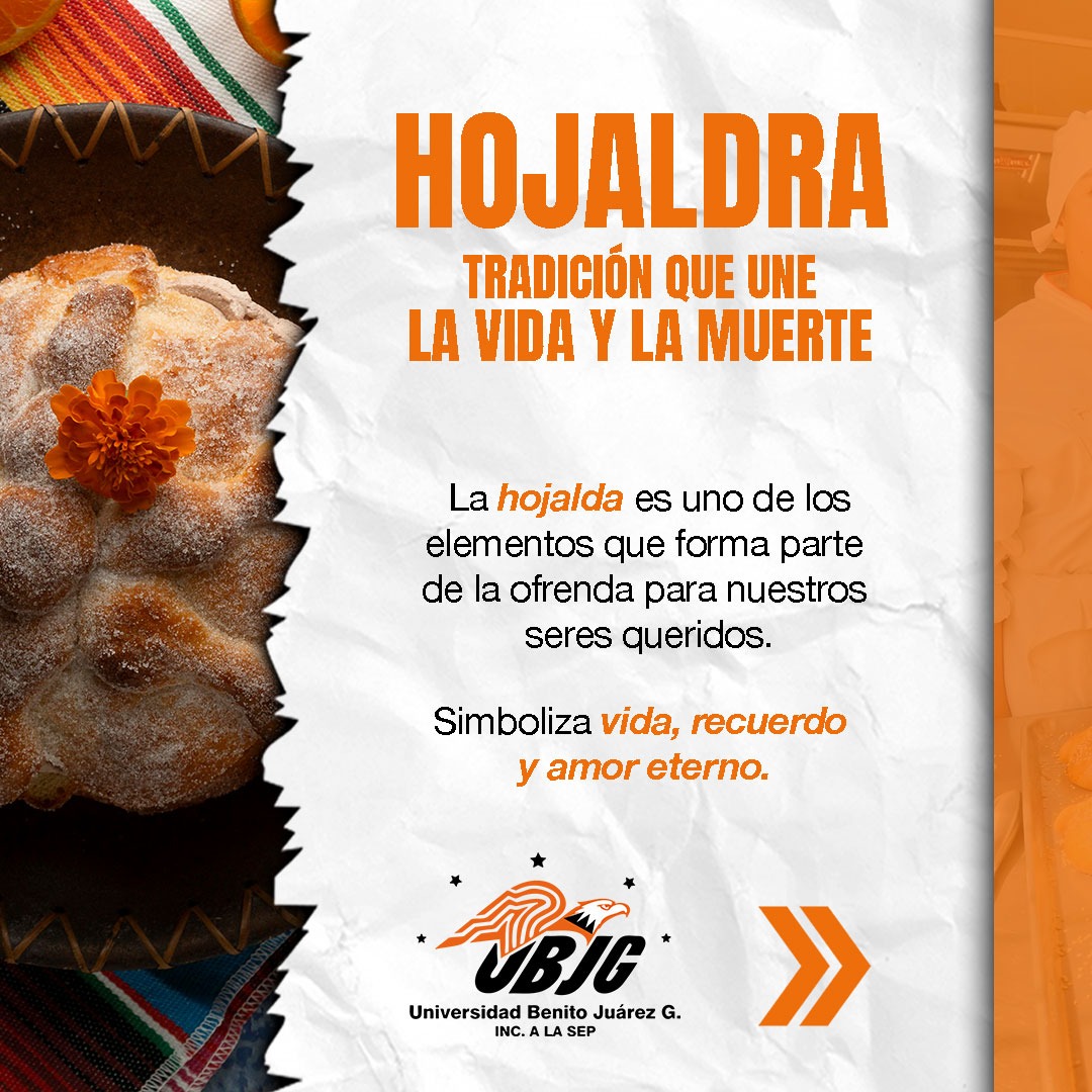 SomosUBJ| ¿Sabías que detrás de cada hojaldra hay una historia llena de tradición, cultura y simbolismo? 🌸💀
Más que un pan, es una forma de mantener viva la memoria y el sabor de nuestras raíces.
Conoce todo lo que hace única a esta delicia del Día de Muertos.